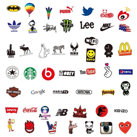 100pcs Trendy Brand Logo Sticker